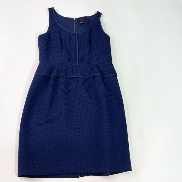 Club Monaco Peplum Dress Womens 10 Navy Blue Dress Sleeveless Back Zip Mini - Picture 1 of 12